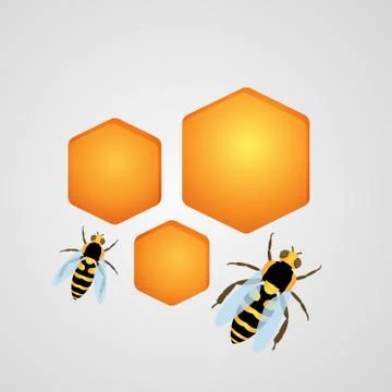 Background with bees and honeycombs. Stock Illustration