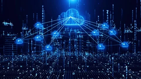 Background of big data cloud computing technology cloud service smart city Video stock 141658036