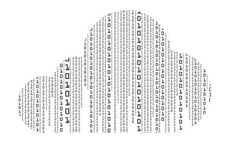 Background of binary code in the form of a cloud. Digital binary data with .. Stock Photos