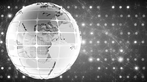 Background of binary code with the rotation of the glass of the globe. Stock Illustration