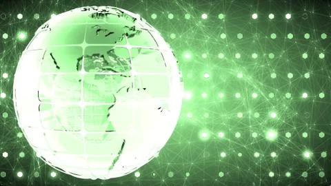 Background of binary code with the rotation of the glass of the globe. Stock Illustration