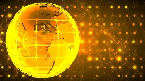 Background of binary code with the rotation of the glass of the globe. Stock Illustration