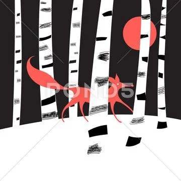 Background with birch trees Stock Illustration