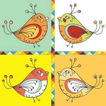 Background with bird parrot Illustrazione stock