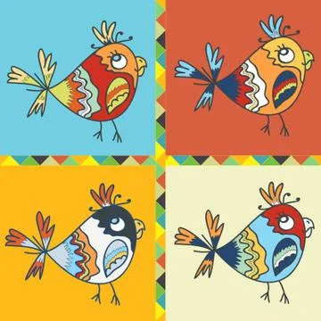 Background with bird parrot Illustrazione stock