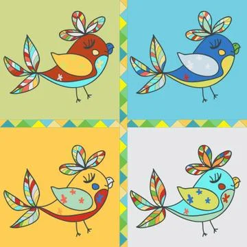 Background with bird parrot イラスト素材
