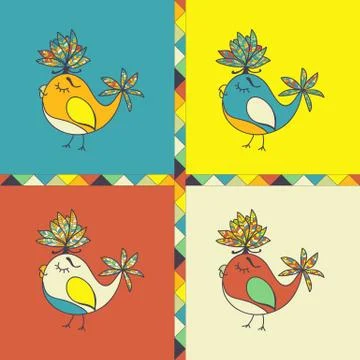 Background with bird parrot Stock Illustration