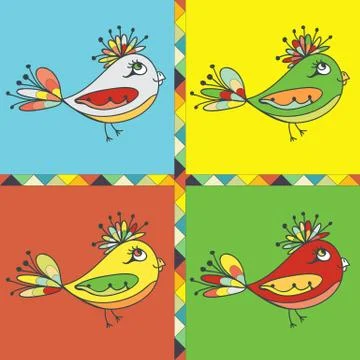 Background with bird parrot Stock Illustration