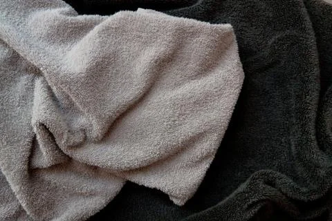 Background black and grey rumpled towels 스톡 사진