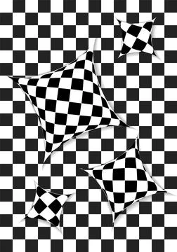 Background of black and white cell and 3d quadrilateral. Templates for banner 스톡 일러스트