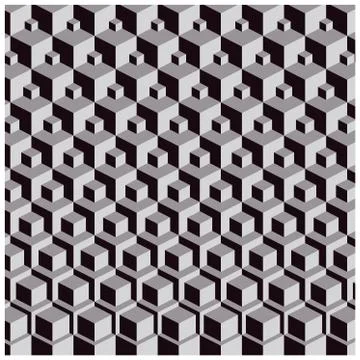 Background black. and white, with cube Stock Illustration