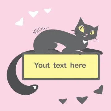 Background with black cat and space for text Illustrazione stock