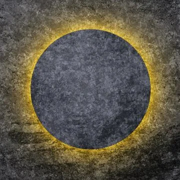 Background black circle with yellow backlight Stock Illustration