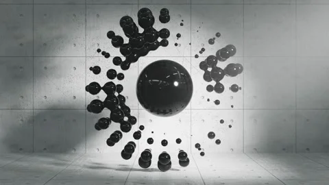 Background, black core and liquid particles in the sphere.3D rendering. Stock Footage 247186770