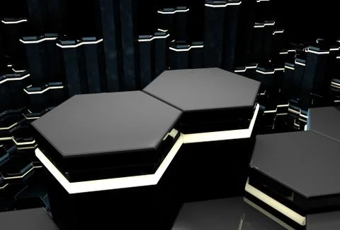 Background with black glossy hexagonal columns Stockillustratie