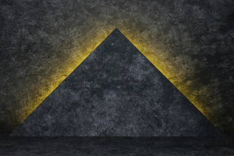 Background black triangle with yellow backlight Stock Illustration