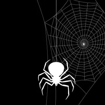 Background with black widow spider. Stock Illustration