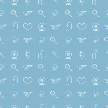 Background for blog Seamless pattern with white contour symbols for blog o... Stock Photos