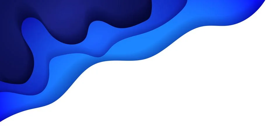 Background with blue abstract multilayered wavy pattern. Paper art style 스톡 일러스트