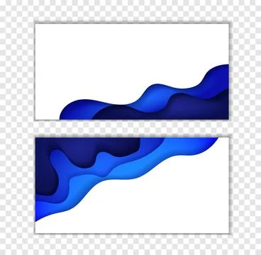 Background with blue abstract multilayered wavy pattern. Paper art style Illustrazione stock