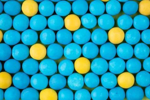 Background of blue caramel and chocolate toppings Foto stock
