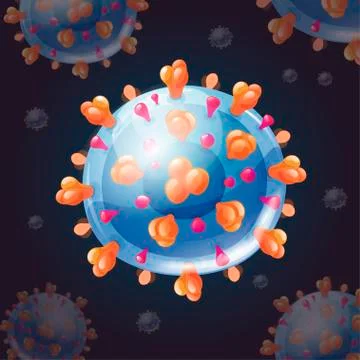 Background with blue corona viruses. Vector model Stock Illustration