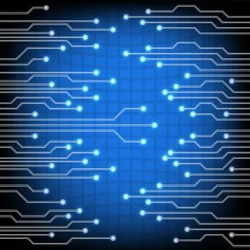 Background blue with electroschemes . The abstract image of electrical circuits Stock Photos