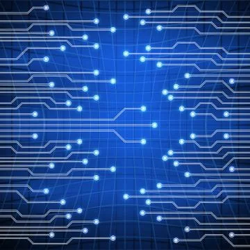Background blue with electroschemes . The abstract image of electrical circuits Stock Photos