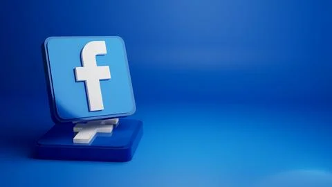 Background Blue With Facebook icon 3d rendering Иллюстрация