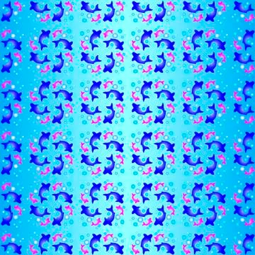 Background with blue fish Illustrazione stock