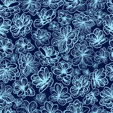 Background with blue flowers Stock Illustration