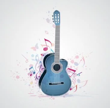 Background with blue guitar Stock Illustration