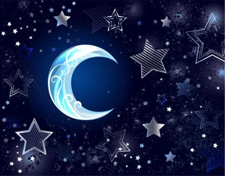 Background with a blue moon Stock Illustration