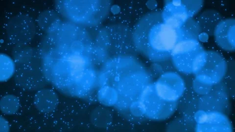 Background of blue particles from which glow emanates. Mesmerizing bokeh Stock Footage 308147442