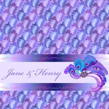 Background of blue pattern, peacock fether decor and text place Stock Illustration