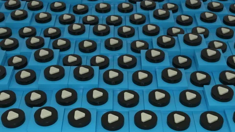 Background With Blue Plastic Cubes And Triangles Stock Footage 133762874