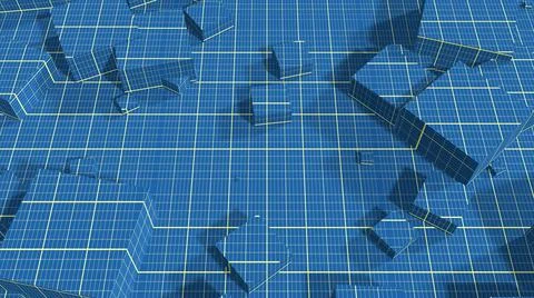 Background from blue print net textured cubes Ilustración de archivo