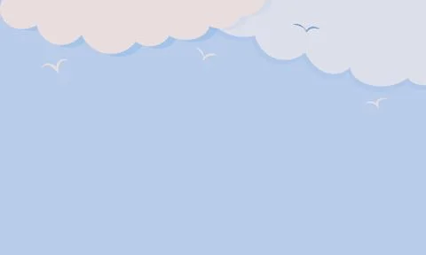 Background with blue sky and clouds, soaring birds, vector basis for cards, p Stock Illustration