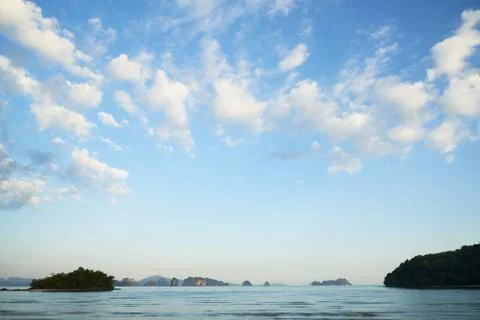 Background of blue sky and clouds at Koh Yao Noi island Stock Photos