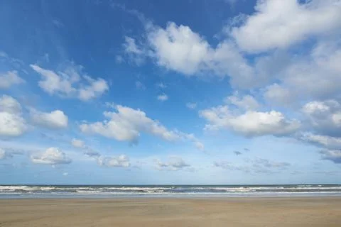 Background of blue sky and clouds in sunny day Stock Photos