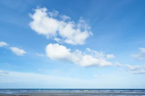 Background of blue sky and clouds in sunny day Stock Photos