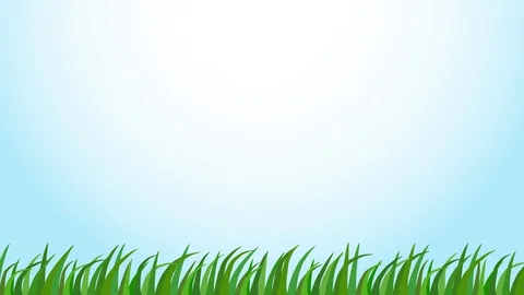 Background blue sky and grass field. Side window for VFX. Animation 4K Stock Footage 129297064
