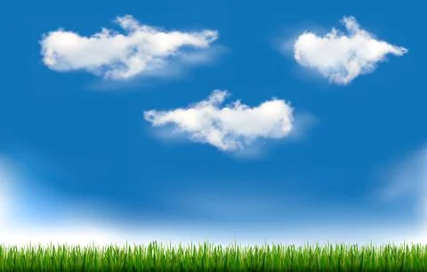 Background with blue sky and grass. vector. Stock Illustration