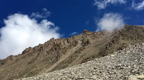 Background of blue sky and mountain peaks. Footage taken in  Kazakhstan Stock Footage 67271252
