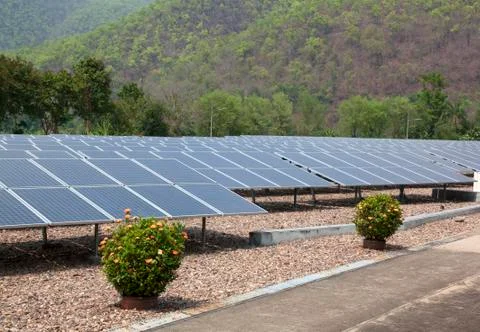 Background of blue solar panels Stock Photos