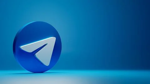 Background Blue With Telegram icon 3d rendering Stock Illustration