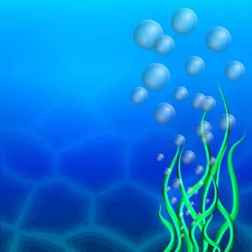 Background with blue underwater landscape Stock Illustration