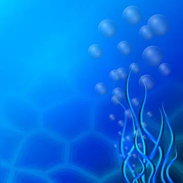 Background with blue underwater landscape Stock Illustration