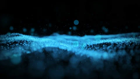 Background blue waves movement. Star dust on black background. Motion abstract Видео 94737140