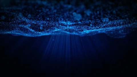 Background blue waves movement. Under Water. Motion abstract waves particles Vidéo 94825401
